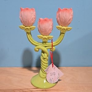 Floral Candle Holder in Pink and Green